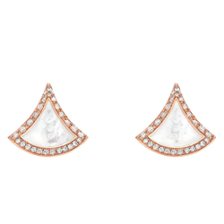 Divas’ Dream Fan-Shaped Earrings with Diamonds & Mother-of-Pearl