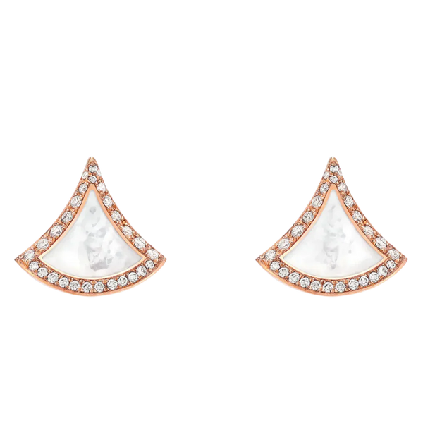 Divas’ Dream Fan-Shaped Earrings with Diamonds & Mother-of-Pearl