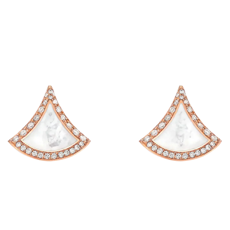 Divas’ Dream Fan-Shaped Earrings with Diamonds & Mother-of-Pearl