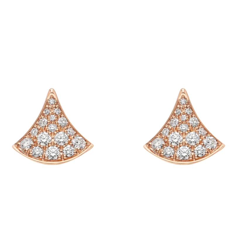 Divas’ Dream Pavé Diamond Stud Earrings in Rose Gold Vermeil