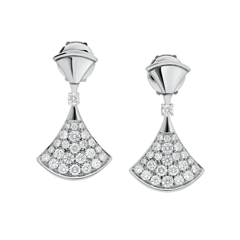 Divas’ Dream White Gold Vermeil Earrings with Pavé Diamonds