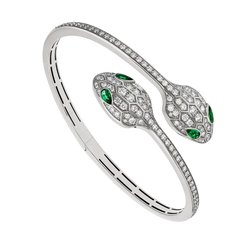 Double Serpent Bangle White Gold