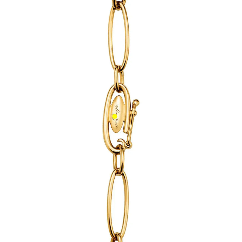 Open Heart Bracelet in Yellow Gold with Diamonds