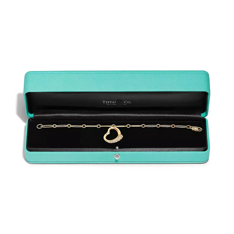 Open Heart Bracelet in Yellow Gold with Diamonds