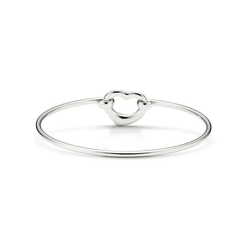 Open Heart Bangle in White Gold
