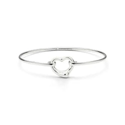 Open Heart Bangle in White Gold