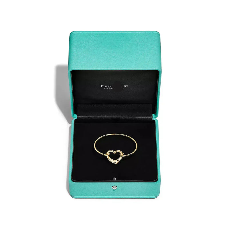 Open Heart Bangle in Yellow Gold