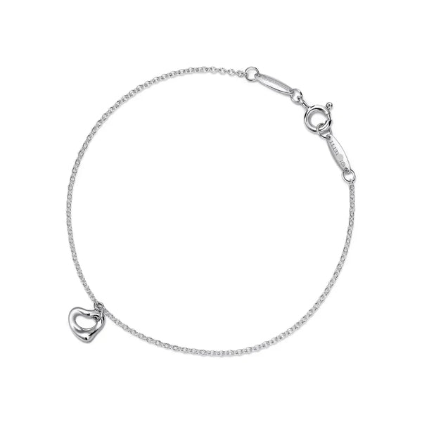 Open Heart Bracelet in White Gold