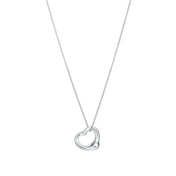 Open Heart Pendant Necklace White Gold