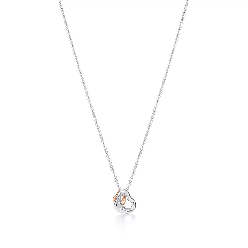 Elsa Peretti Open Heart Pendant White and Yellow Gold