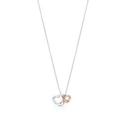 Elsa Peretti Open Heart Pendant White and Yellow Gold