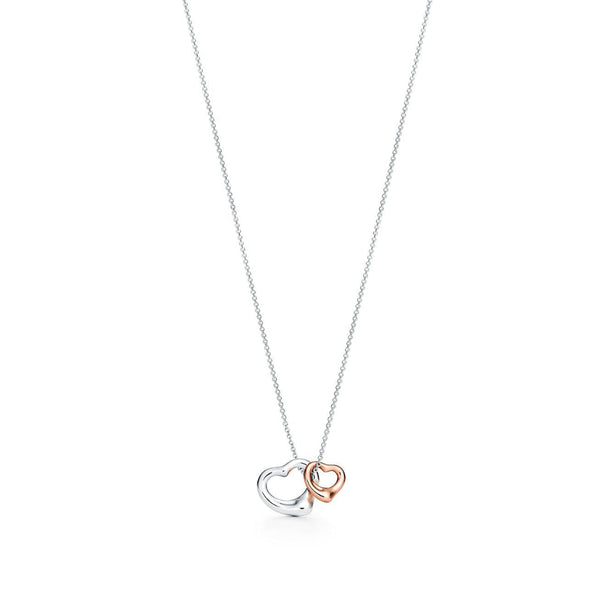 Elsa Peretti Open Heart Pendant White and Yellow Gold
