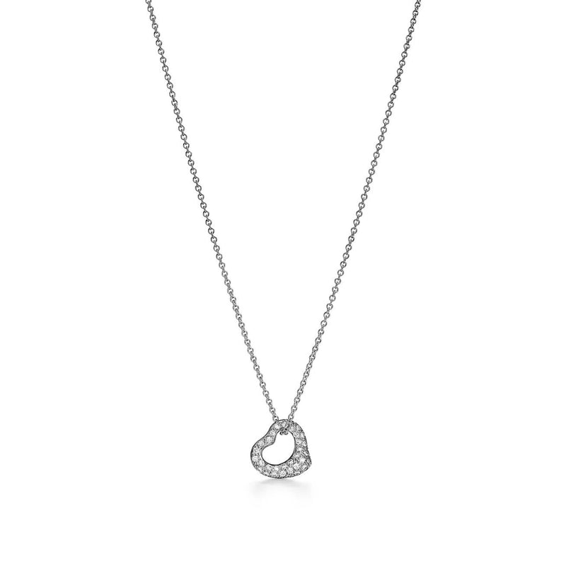 Elsa Peretti Heart Pendant White Gold Full Diamonds