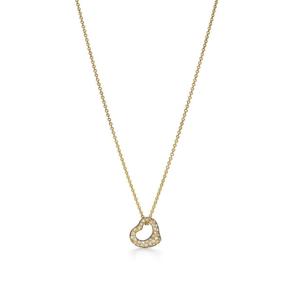 Elsa Peretti Heart Pendant Yellow Gold Full Diamonds