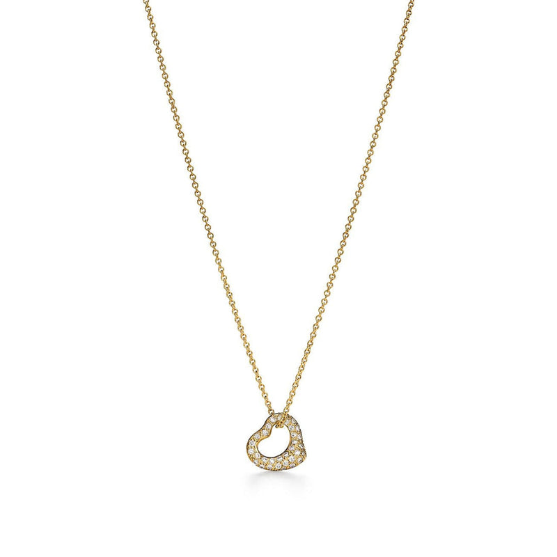 Elsa Peretti Heart Pendant Yellow Gold Full Diamonds