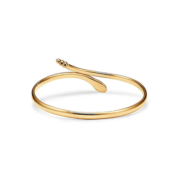 Snake Bangle in Yellow Gold with Diamonds