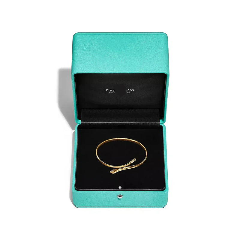 Snake Bangle in Yellow Gold with Diamonds
