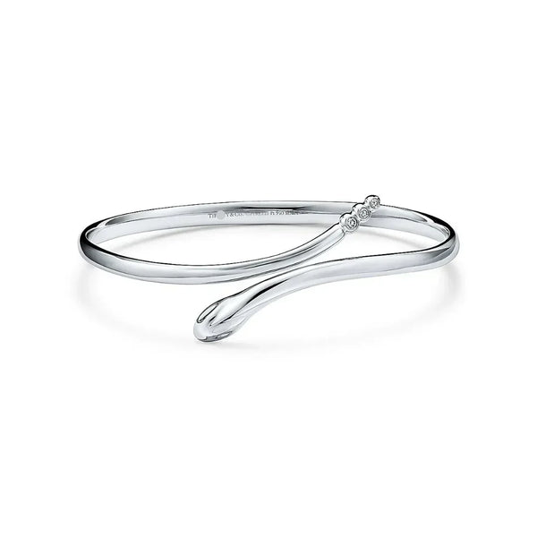 Snake Bangle in White Gold with Diamonds
