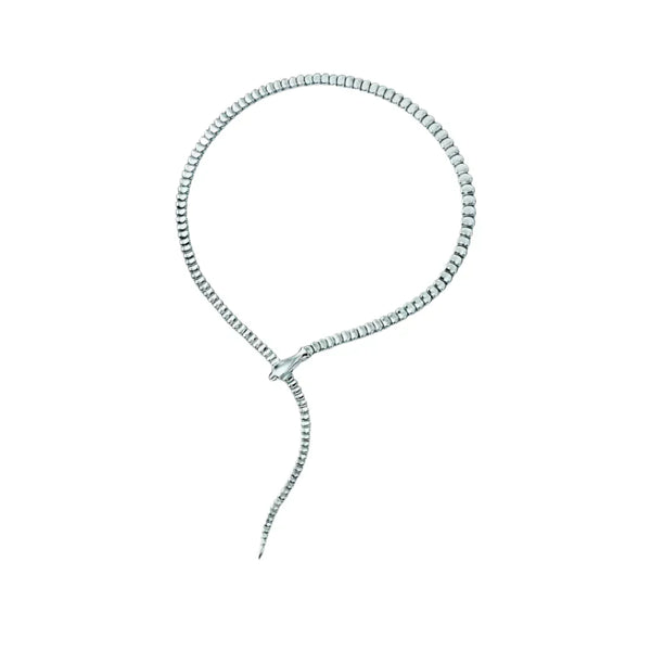 Snake Necklace in White Gold