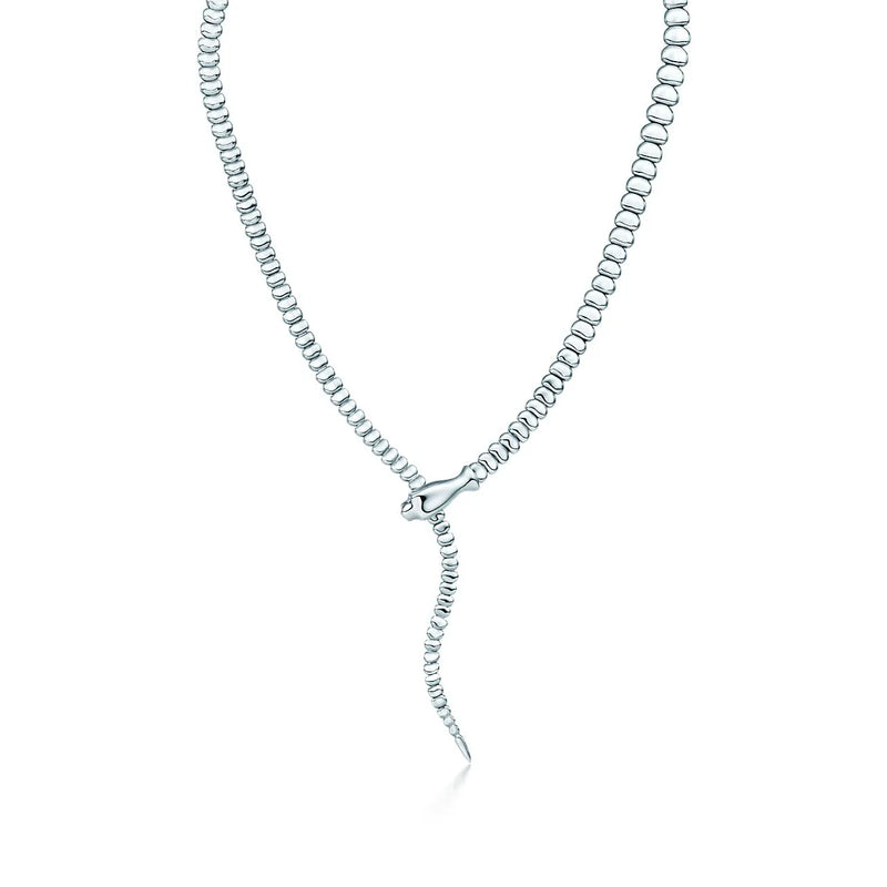 Snake Necklace in White Gold