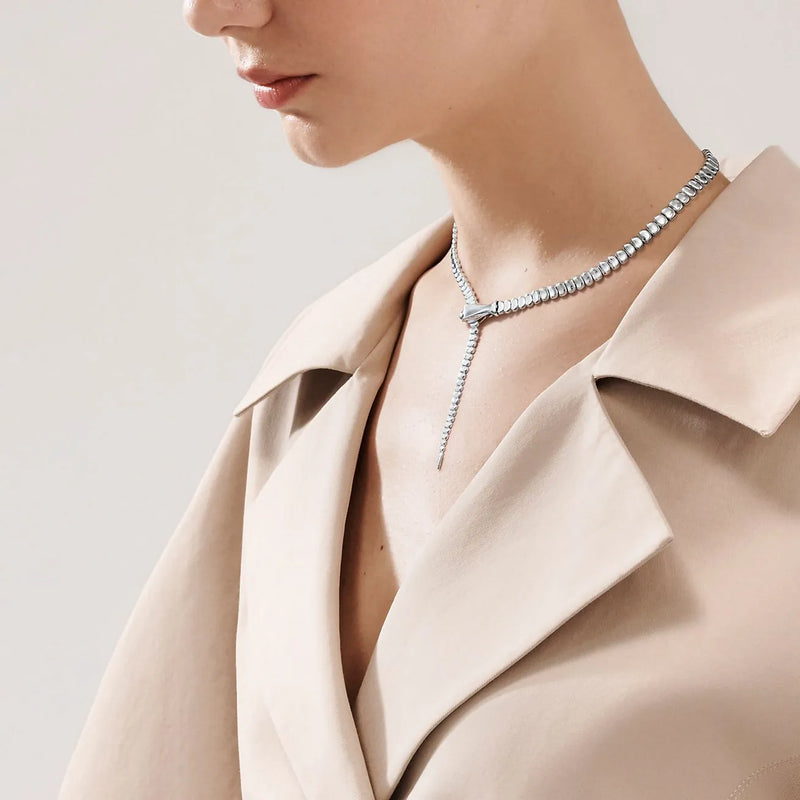 Snake Necklace in White Gold