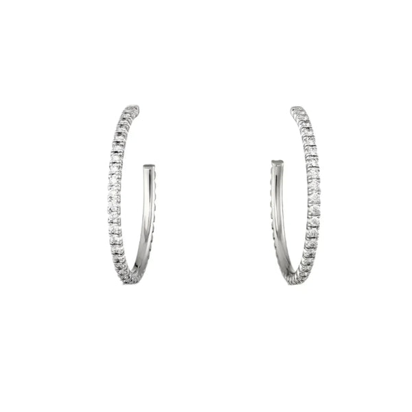 Etincelle Hoop Earrings Medium Pave White Gold Vermeil Design