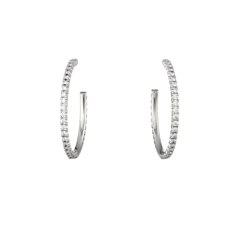 Etincelle Hoop Earrings Medium Pave White Gold Vermeil Design