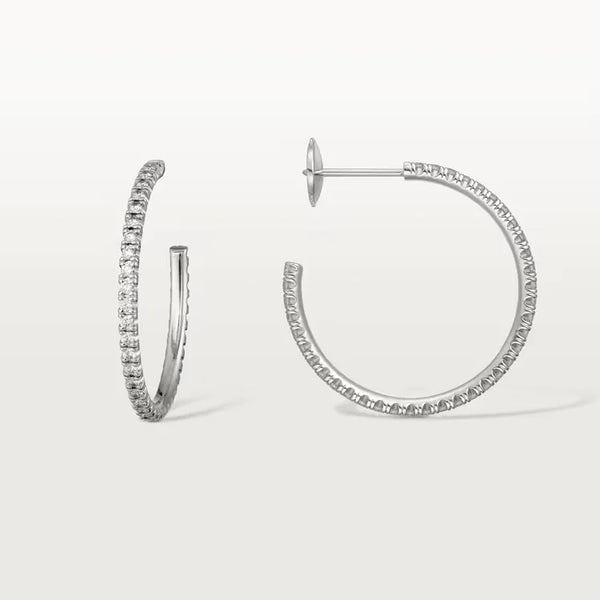 Etincelle Hoop Earrings Medium Pave White Gold Vermeil Design