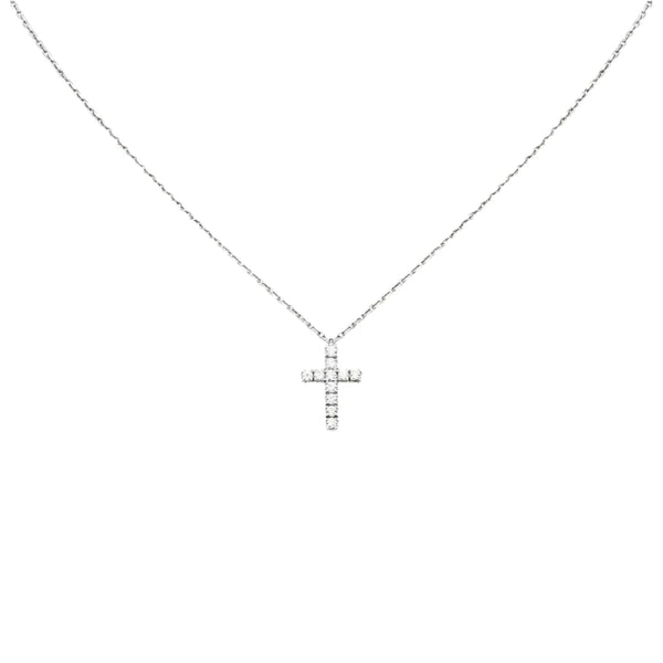 Silver Cross Pendant Necklace With Stones