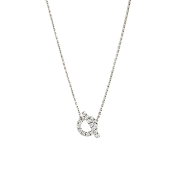 Initial Letter Pendant Necklace White Gold