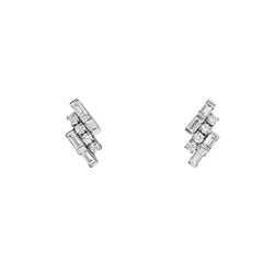 Geometric Cluster Earrings in White Gold Vermeil