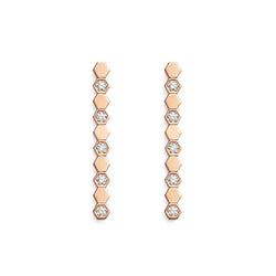 Hexagon Drop Earrings in Rose Gold Vermeil with Diamonds