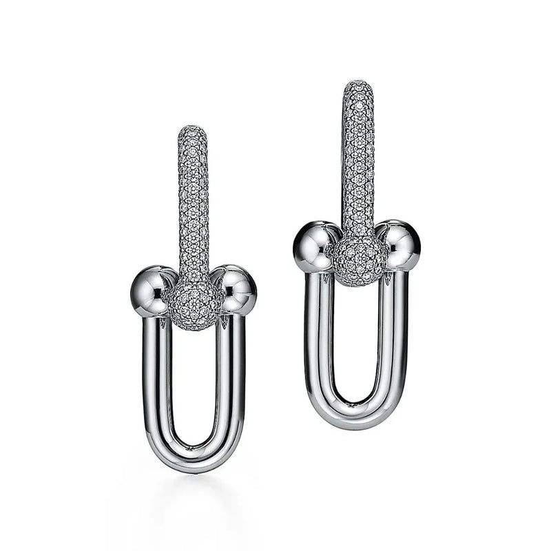 HardWear Medium Link Earrings with Pavé Diamonds