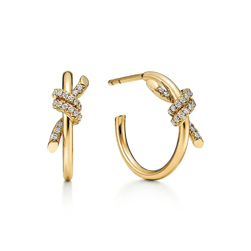 Knot Hoop Earrings in Yellow Gold