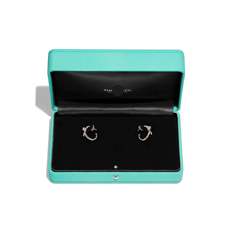 Knot Hoop Earrings in Rose Gold