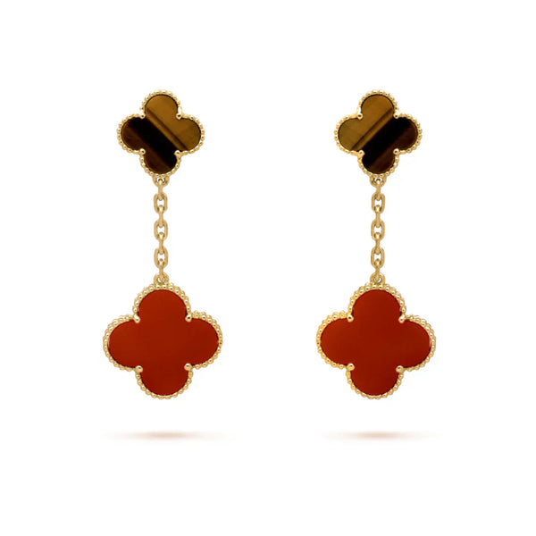 Lucky Alhambra Drop Earrings in Tiger’s Eye