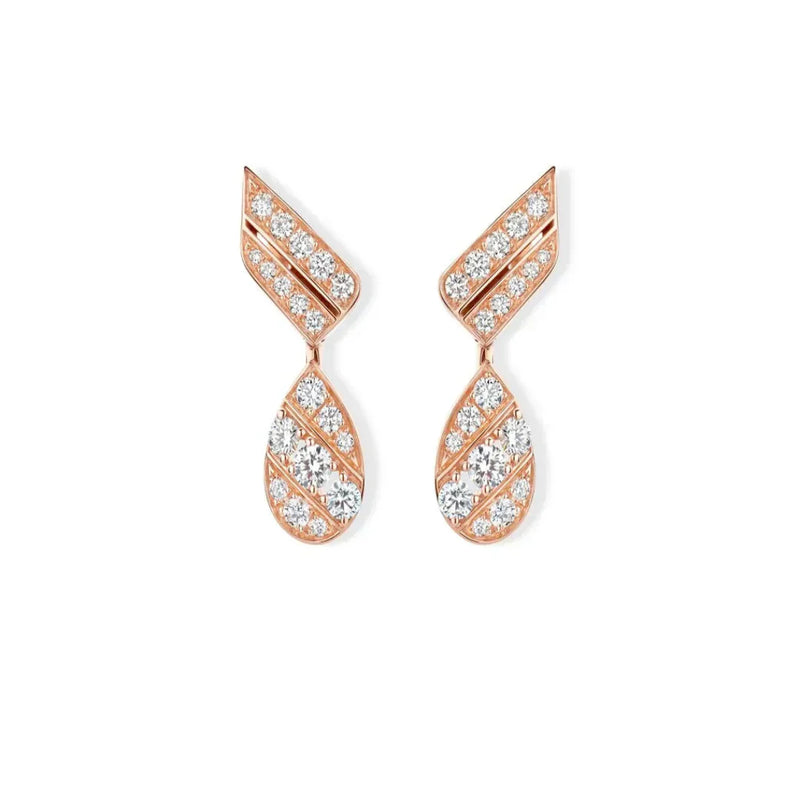 Josephine Aigrette Earrings Rose Gold Vermeil With diamonds