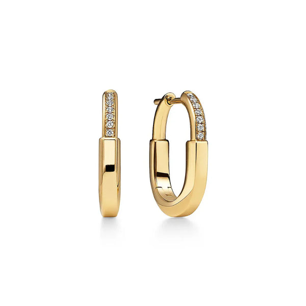 Lock Small Yellow Gold With Diamonds Earrings