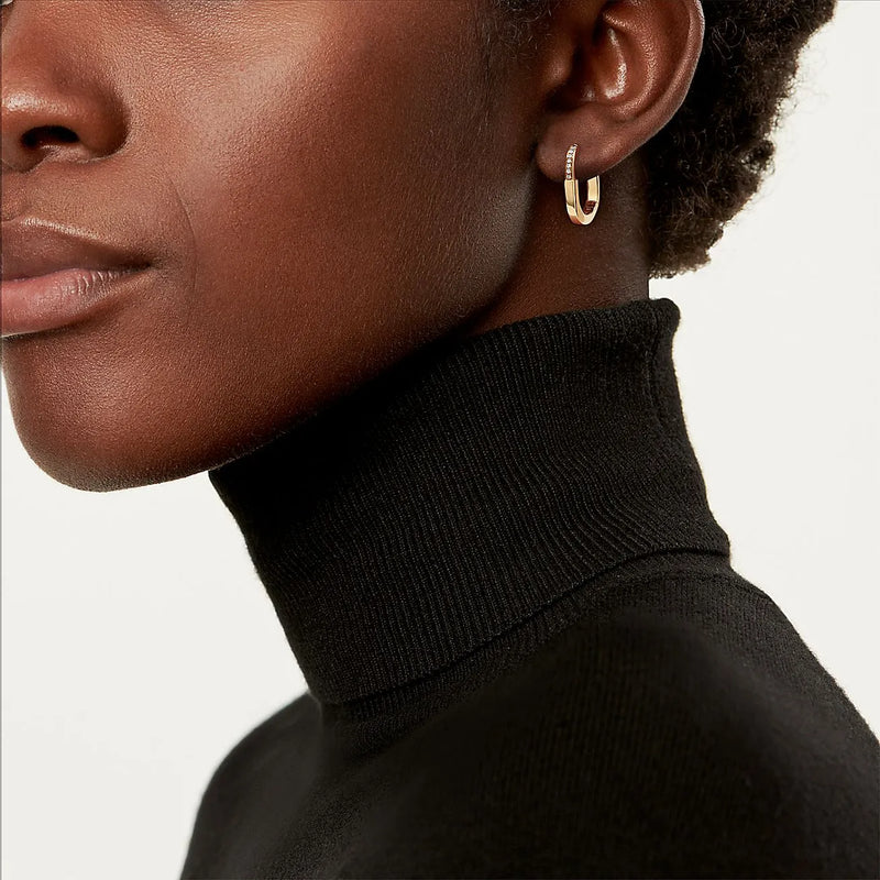 Lock Small Yellow Gold With Diamonds Earrings