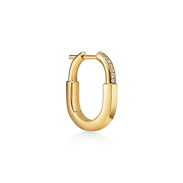 Lock Small Yellow Gold With Diamonds Earrings