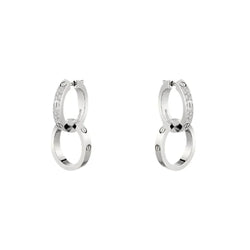 Love Double Hoop Earrings White Gold Vermeil With Moissanite