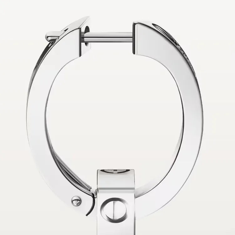 Love Double Hoop Earrings White Gold Vermeil With Moissanite