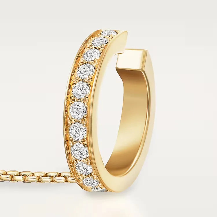 Love Multiwear Linked Hoop Earring Half-Pave Yellow Gold Vermeil