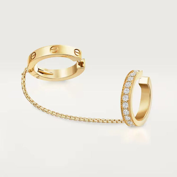 Love Multiwear Linked Hoop Earring Half-Pave Yellow Gold Vermeil