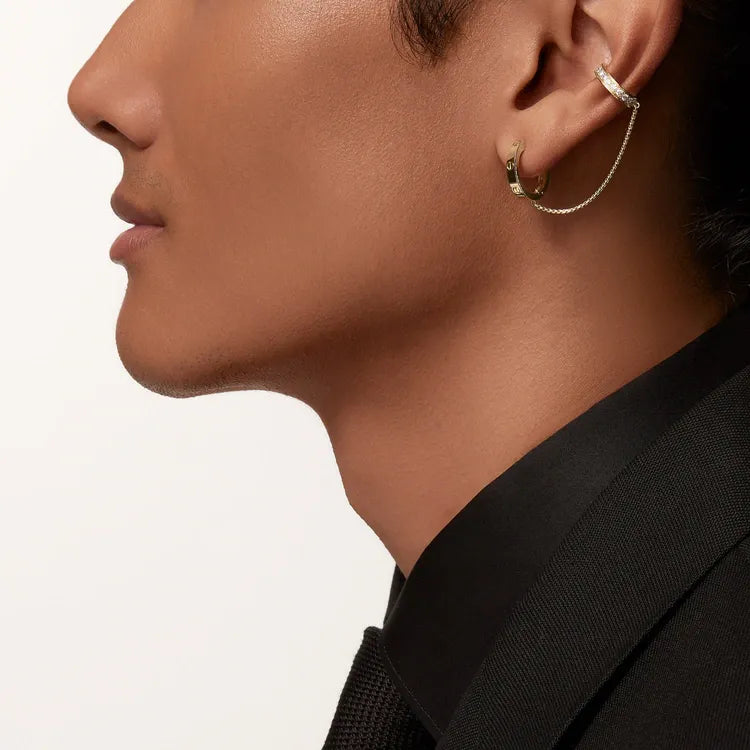 Love Multiwear Linked Hoop Earring Half-Pave Yellow Gold Vermeil
