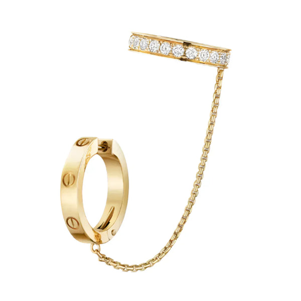 Love Multiwear Linked Hoop Earring Half-Pave Yellow Gold Vermeil