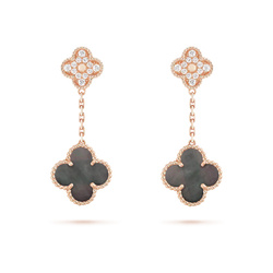 Magic Alhambra Drop Earrings Rose Gold Vermeil With Diamond