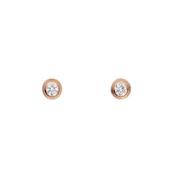 Mini Bezel Diamond Stud Earrings in Rose Gold Vermeil