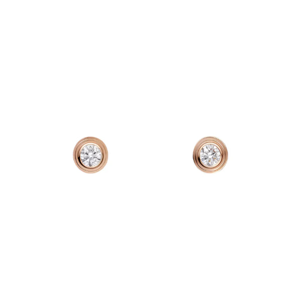 Mini Bezel Diamond Stud Earrings in Rose Gold Vermeil