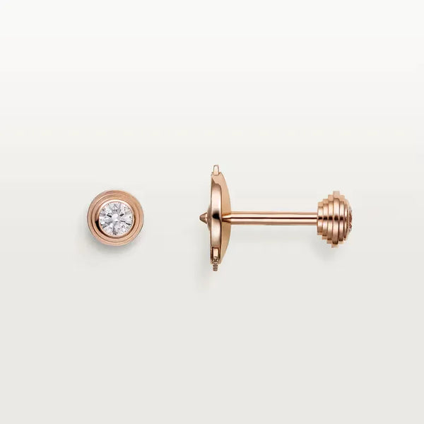 Mini Bezel Diamond Stud Earrings in Rose Gold Vermeil
